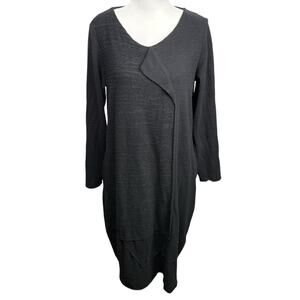LUUKAA Black Textured Knit Pull Over Long‎ Sleeve Midi Dress Women's US Size 10